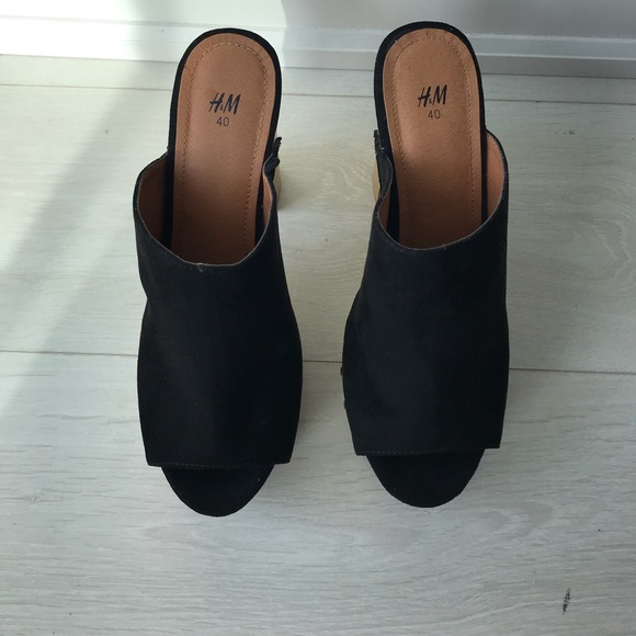 Size 8.5 Chunky Block Platforms Black Suede - Picture 2 of 5